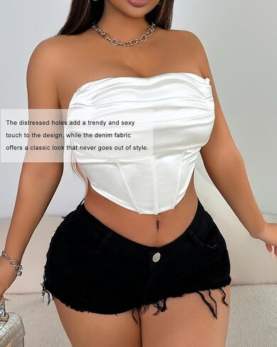 شورتات جان عالية الخصر للسيدات - شورتات الدنيم للنساء ممزقت الصيف الساخن القصيرة الساخنة الساخنة المتعثرة in Kuwait