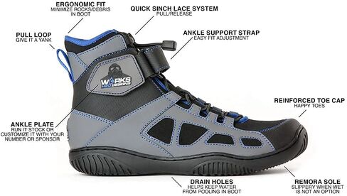 Alpha-1! Watercraft Jetski Boot by Works H2oDesigns - Lightweight & Breathable Race Boot - Designed in The USA - Smooth Movement & Stability - Ankle Support Strap, Nonslip Outsole - Wet Boot for Men in Saudi Arabia