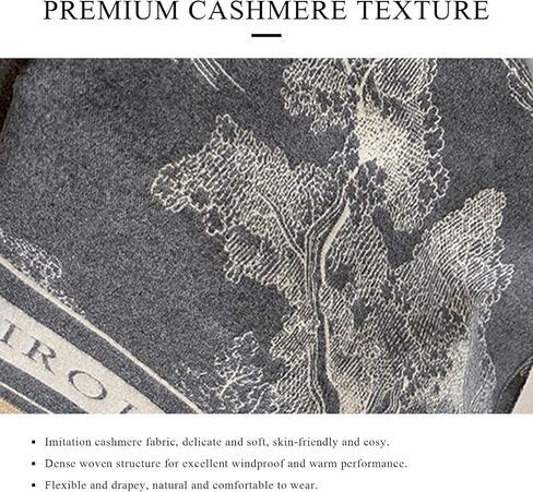 Warm Scarf Cashmere Shawl Women Artistic Landscape Painting Reversible Scarf With Tassel Large Long Pashmina Stole in Saudi Arabia