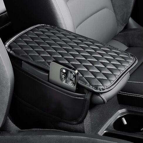 غطاء وحدة تحكم مركزية حصيرة واقي من الجلود الجلدية ، غطاء راحة ذراع السيارة مع جيبان جانبيان ، وسادة وحدة التحكم الوسطى المقاومة للماء مناسبة لمعظم السيارات ، سيارات الدفع الرباعي ، الشاحنة (الوردي) in Kuwait