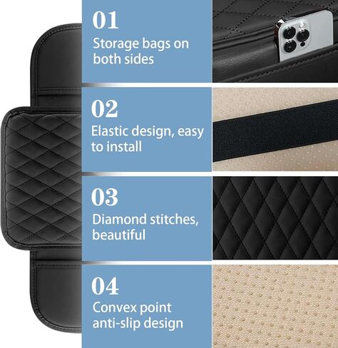 غطاء وحدة تحكم مركزية حصيرة واقي من الجلود الجلدية ، غطاء راحة ذراع السيارة مع جيبان جانبيان ، وسادة وحدة التحكم الوسطى المقاومة للماء مناسبة لمعظم السيارات ، سيارات الدفع الرباعي ، الشاحنة (الوردي) in Kuwait