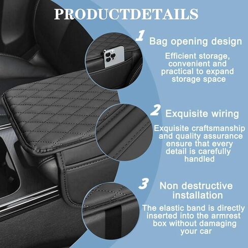 غطاء وحدة تحكم مركزية حصيرة واقي من الجلود الجلدية ، غطاء راحة ذراع السيارة مع جيبان جانبيان ، وسادة وحدة التحكم الوسطى المقاومة للماء مناسبة لمعظم السيارات ، سيارات الدفع الرباعي ، الشاحنة (الوردي) in Kuwait