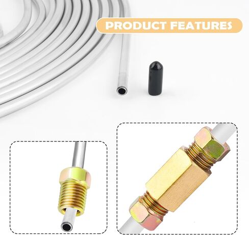 25Ft Brake Line Kit,Copper Coated 3/16 Brake Line Repair Kit with 0.035" Wall Thickness for Repair of Hydraulics,Brake Systems and Fuel,Flexible Anti-Rust Rear Brake Lines (3/16 Gold Tube) in Saudi Arabia
