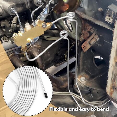 25Ft Brake Line Kit,Copper Coated 3/16 Brake Line Repair Kit with 0.035" Wall Thickness for Repair of Hydraulics,Brake Systems and Fuel,Flexible Anti-Rust Rear Brake Lines (3/16 Gold Tube) in Saudi Arabia
