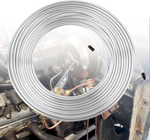 25Ft Brake Line Kit,Copper Coated 3/16 Brake Line Repair Kit with 0.035" Wall Thickness for Repair of Hydraulics,Brake Systems and Fuel,Flexible Anti-Rust Rear Brake Lines (3/16 Gold Tube) in Saudi Arabia