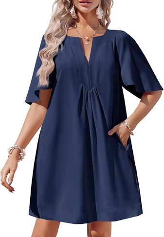 Wenrine Womens Flutter Short Sleeve Mini Dress Discal in Saudi Arabia