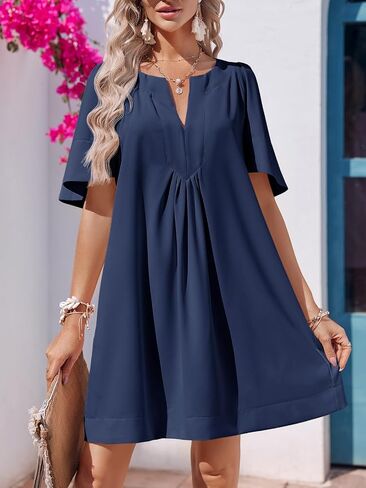 Wenrine Womens Flutter Short Sleeve Mini Dress Discal in Saudi Arabia