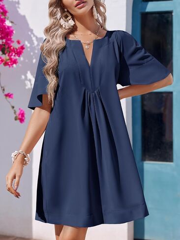 Wenrine Womens Flutter Short Sleeve Mini Dress Discal in Saudi Arabia