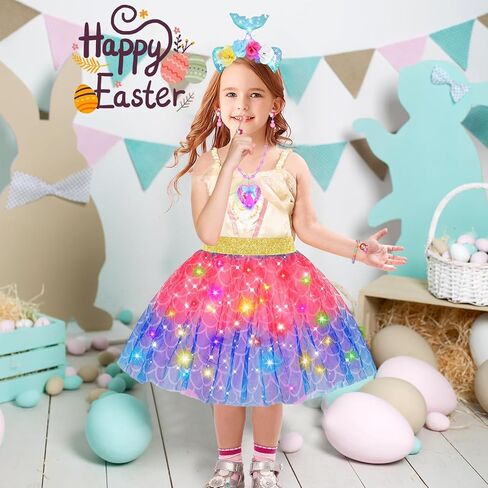 الأميرة تلبس ملابس للفتيات 4-6 ، هدايا عيد ميلاد عيد الفصح للأطفال ، تضيء ألعاب الأطفال للطفل لمدة 3 فتيات يبلغ من العمر 4 سنوات in Kuwait