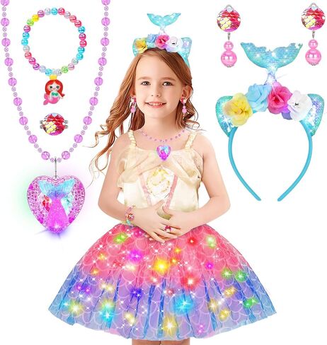 الأميرة تلبس ملابس للفتيات 4-6 ، هدايا عيد ميلاد عيد الفصح للأطفال ، تضيء ألعاب الأطفال للطفل لمدة 3 فتيات يبلغ من العمر 4 سنوات in Kuwait