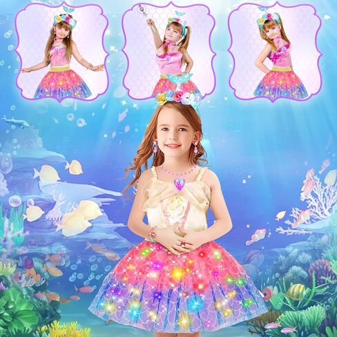 الأميرة تلبس ملابس للفتيات 4-6 ، هدايا عيد ميلاد عيد الفصح للأطفال ، تضيء ألعاب الأطفال للطفل لمدة 3 فتيات يبلغ من العمر 4 سنوات in Kuwait