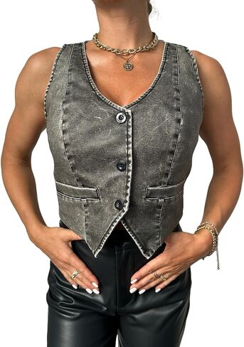 Women Leather Vest Motorcycle Zipper Up Sleeveless Crop Tops Sexy Faux Leather Jacket with Belt in Saudi Arabia