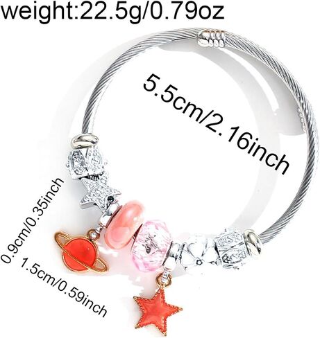 3pcs kitty Bracelet Set, Necklace Rings Adjustable Stainless Steel Sleeves Bangle, Pink Cute Jewelry Daughter Gifts in Saudi Arabia