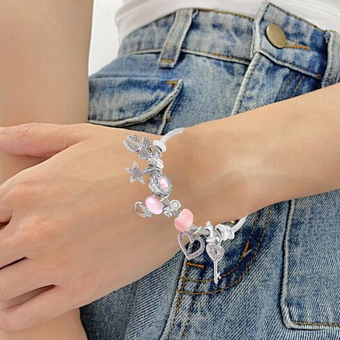 3pcs kitty Bracelet Set, Necklace Rings Adjustable Stainless Steel Sleeves Bangle, Pink Cute Jewelry Daughter Gifts in Saudi Arabia