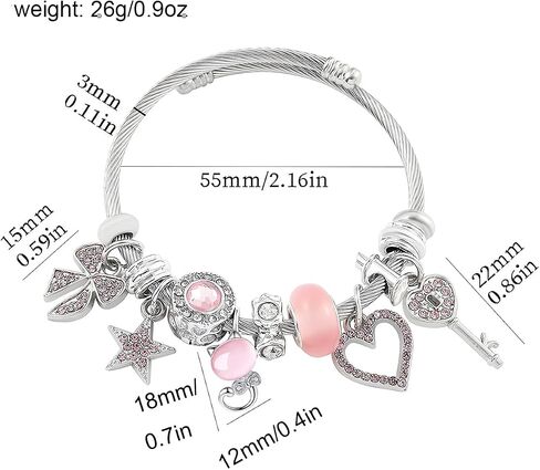 3pcs kitty Bracelet Set, Necklace Rings Adjustable Stainless Steel Sleeves Bangle, Pink Cute Jewelry Daughter Gifts in Saudi Arabia