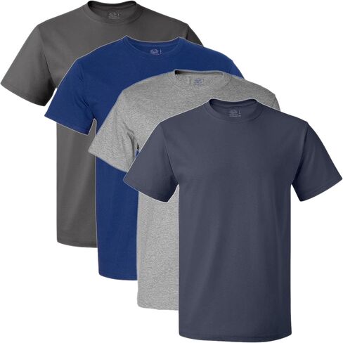 Fruit of the Loom Men's Crew Neck T-Shirt (Pack of 4), Assorted Blues and Grays, X-Large in Saudi Arabia