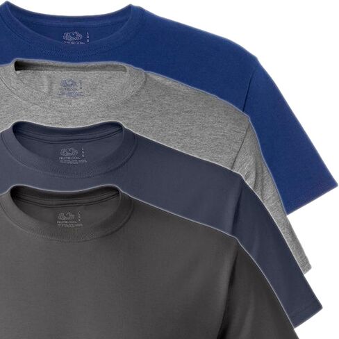 Fruit of the Loom Men's Crew Neck T-Shirt (Pack of 4), Assorted Blues and Grays, X-Large in Saudi Arabia
