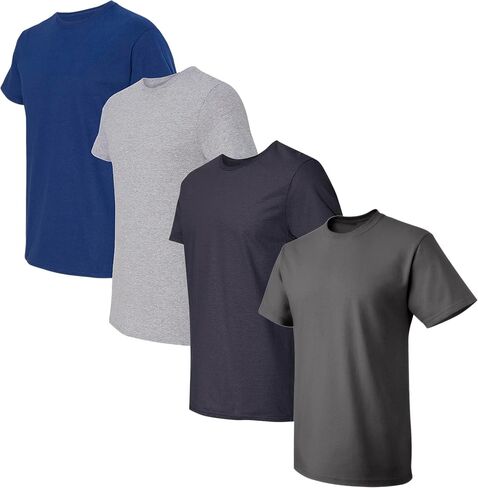 Fruit of the Loom Men's Crew Neck T-Shirt (Pack of 4), Assorted Blues and Grays, X-Large in Saudi Arabia