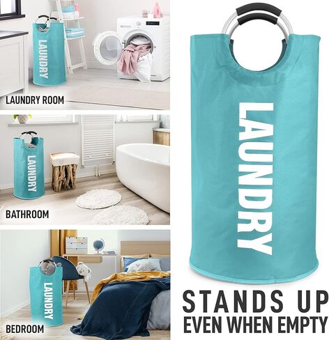 Zulay Home 82L Large Heavy Duty Laundry Basket Collapsible - Non-Slip Padded Laundry Bag With Handles - Waterproof Collapsible Laundry Baskets & Laundry Hampers For Bedroom, Dorm, Travel (Black) in Saudi Arabia