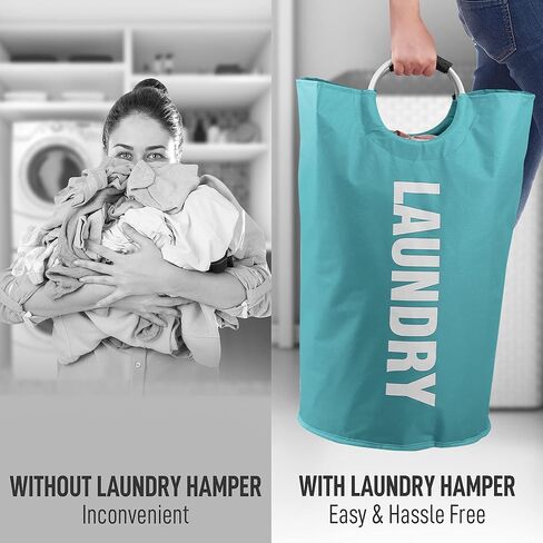 Zulay Home 82L Large Heavy Duty Laundry Basket Collapsible - Non-Slip Padded Laundry Bag With Handles - Waterproof Collapsible Laundry Baskets & Laundry Hampers For Bedroom, Dorm, Travel (Black) in Saudi Arabia
