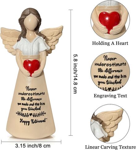 Retirement Gift for Woman 2025 Happy Retirement Gifts for Women Coworker Teacher Nurses Boss Friends Mom Grandma Retired Gifts 5.8" Angel Figurine Retired Party Decorations (Granite) in Saudi Arabia