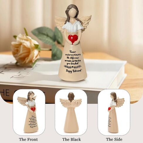 Retirement Gift for Woman 2025 Happy Retirement Gifts for Women Coworker Teacher Nurses Boss Friends Mom Grandma Retired Gifts 5.8" Angel Figurine Retired Party Decorations (Granite) in Saudi Arabia
