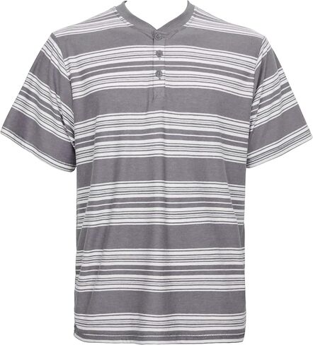 Victory Outfitters Men's Cotton Blend Striped Short Sleeve Henley in Kuwait
