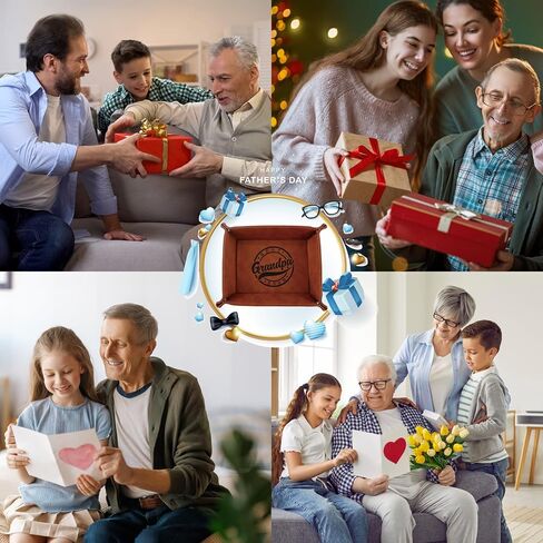 Fathers Day Presents from Son Daughter Kids, Funny Personalized Anniversary Birthday Gift for Dad Men Him Step Dad Papa, Unique Cool PU Leather Valet Tray and Keychain for Dad Grandpa Husband in Saudi Arabia