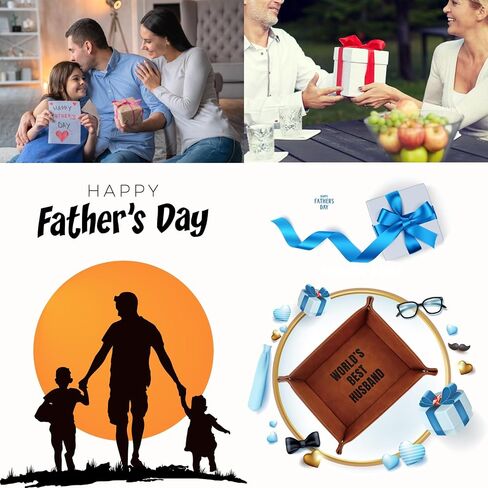 Fathers Day Presents from Son Daughter Kids, Funny Personalized Anniversary Birthday Gift for Dad Men Him Step Dad Papa, Unique Cool PU Leather Valet Tray and Keychain for Dad Grandpa Husband in Saudi Arabia