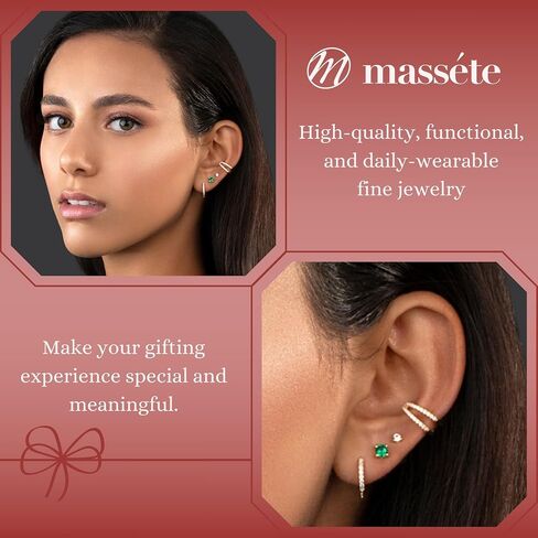 14k Gold Tiny Stud Earrings Simulated Diamond Martini 3 Prong for Baby Girl Safety Screwback Covered Back Women Men Multiple Piercings in Saudi Arabia
