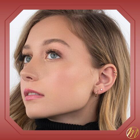 14k Gold Tiny Stud Earrings Simulated Diamond Martini 3 Prong for Baby Girl Safety Screwback Covered Back Women Men Multiple Piercings in Saudi Arabia