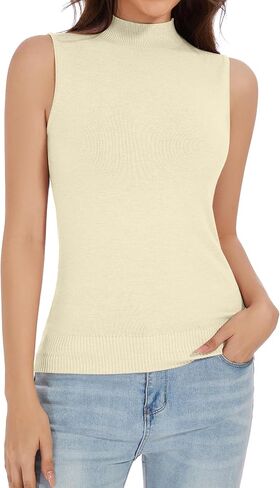 Sleeveless Mock Neck Tops for Women Mock Turtle Neck Vest Tops in Saudi Arabia