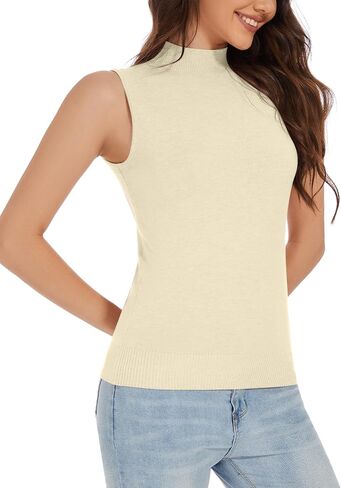 Sleeveless Mock Neck Tops for Women Mock Turtle Neck Vest Tops in Saudi Arabia