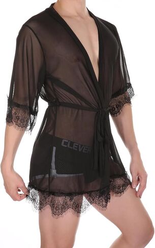 Mens Sexy Black Lace Skirt Underwear,See Through Lace robe Sissy Lingere For Men in Saudi Arabia