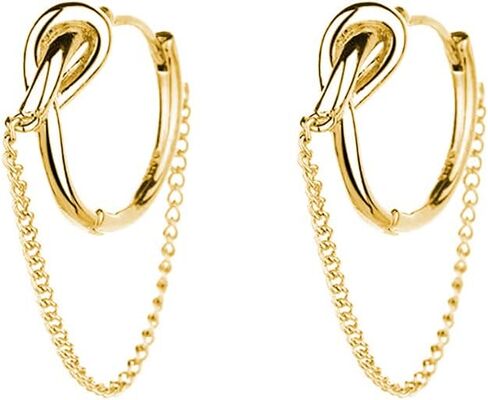 SLUYNZ 925 Sterling Silver Punk Chain Small Hoop Earrings for Women Men Teen Girls Minimalist Hoop Earrings Tassel (A-Silver) in Saudi Arabia