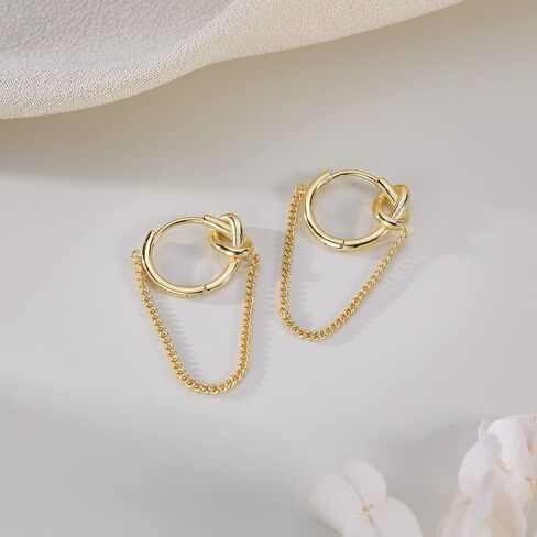SLUYNZ 925 Sterling Silver Punk Chain Small Hoop Earrings for Women Men Teen Girls Minimalist Hoop Earrings Tassel (A-Silver) in Saudi Arabia