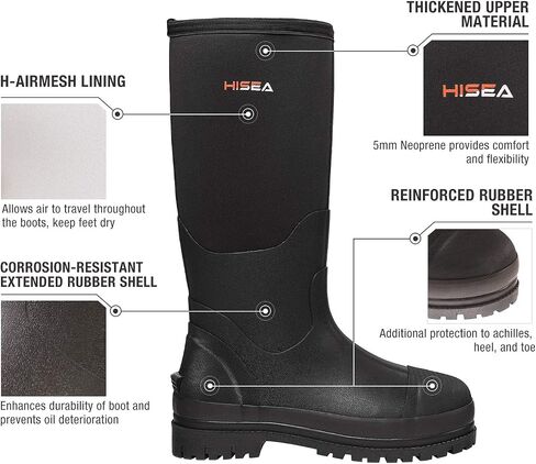 HISEA Men's Rain Boots Waterproof Work Boots Insulated Rubber Boot in Saudi Arabia