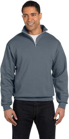 Jerzees mens 8 oz. 50/50 NuBlend Quarter-Zip Cadet Collar Sweatshirt(995M)-CHARCOAL GREY-L in Kuwait