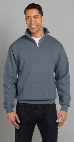 Jerzees mens 8 oz. 50/50 NuBlend Quarter-Zip Cadet Collar Sweatshirt(995M)-CHARCOAL GREY-L in Kuwait