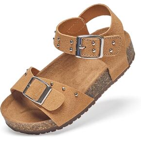 Felix & Flora Toddler Girls Sandals Flower Girl Cork Footbed Open Toe Comfort Princess Summer Flat Shoes