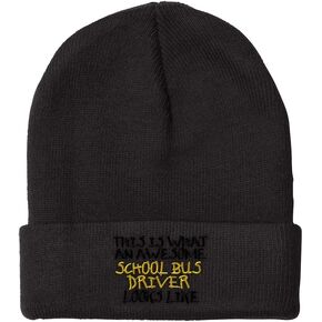 Custom Beanies for Men Bus School Driver Awesome Embroidery Winter Hats for Women Acrylic Skull Cap 1 Size