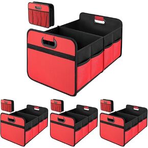 Simple Deluxe Car Trunk Organizer, 2 Compartments Anti-slip Design Collapsible Trunk Storage, Made of Waterproof 600D Oxford Polyester, Suitable for SUV, Minivan, Truck, Black
