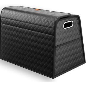 Aiuwo Foldable Leather Trunk Organizer for Car, SUV, Truck, MPV, Multi-Compartment Storage Box for Shopping, Camping, Picnic, Home, Garage box (Black, Large)