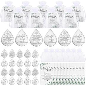 Ctosree 100 Sets Mini Tear Shaped Memorial Ornament Includes Tear Drop Shaped Ornament Memorial Pocket Token Funeral Prayer Cards and Organza Bags for Funeral Sympathy Gifts
