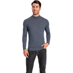 Men's 100% Extrafine Merino Wool Long Sleeve Mock Neck Pullover