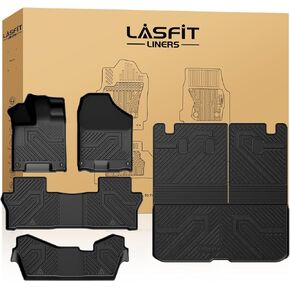 LASFIT Trunk Mat with Backrest Mat for Honda Pilot 2016-2023 2024 2025 (7&8 Seats), All Weather TPE Custom Fit Cargo Mat Liner Trunk Tray Cargo Tray, Black