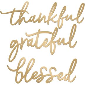 Thankful Grateful Blessed Letter Sign Metal Wall Decor, 3 Piece Black Letters Wall Art for Bathroom Bedroom Metal Words Wall Decor for Home Decor