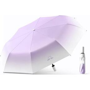 erised's bifrost Gradient Color Compact Travel Folding Automatic Umbrella Portable Parasol Auto Open Close/UV Protection/8 Ribs/Lightweight/Sun Rain/Backpack/Women Kids