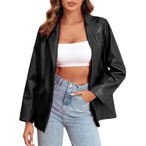 CYCLAMEN 2024 Fall Womens Faux Leather Jacket Blazer Motorcycle Coats Winter Outfits Clothes