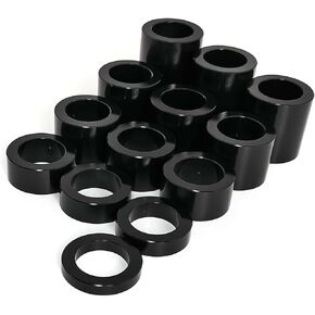13 PCS CNC Billet Aluminum Wheel Axle Spacer Kit I.D. 3/4'' - O.D. 1-1/8" for Harley Custom Bobbers and Choppers (Black, I.D. 1.0'' - O.D. 1-1/2'')